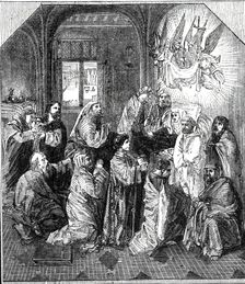 The Beaucousin Collection at the National Gallery - "The Death of the Virgin"..., 1860. Creator: Unknown