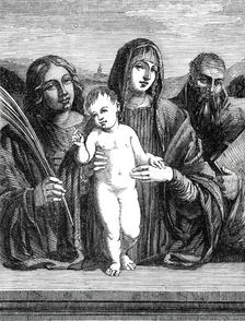 The Beaucousin Collection at the National Gallery - "Virgin and Child, with Saints"..., 1860. Creator: Unknown