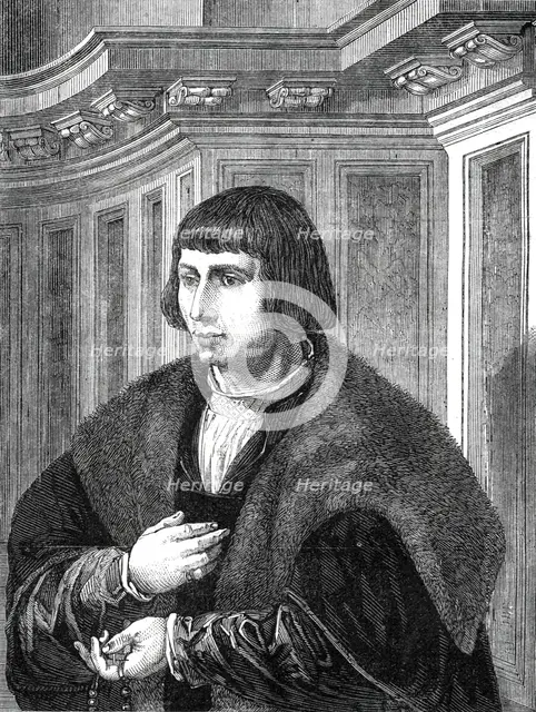 The Beaucousin Collection at the National Gallery - a portrait, by Mabuse, 1860. Creator: Unknown.