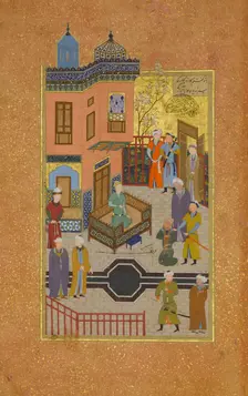 The Beggar who Professed his Love for a Prince, Folio 28r from a Mantiq al-tair..., A.H. 892/A.D. 14 Creator: Unknown