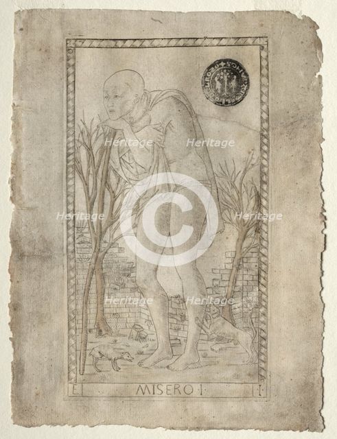 The Beggar (from the Tarocchi, series E: Conditions of Man, #1), before 1467. Creator: Master of the E-Series Tarocchi (Italian, 15th century).