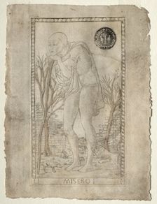 The Beggar (from the Tarocchi, series E: Conditions of Man, #1), before 1467. Creator: Master of the E-Series Tarocchi (Italian, 15th century)