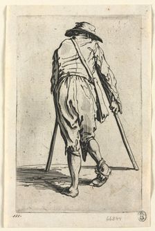 The Beggars: Beggar on Crutches, Wearing a Hat, c. 1623. Creator: Jacques Callot (French, 1592-1635)