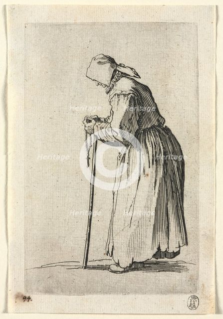 The Beggars: Beggar at Her Rosary, c. 1623. Creator: Jacques Callot (French, 1592-1635).