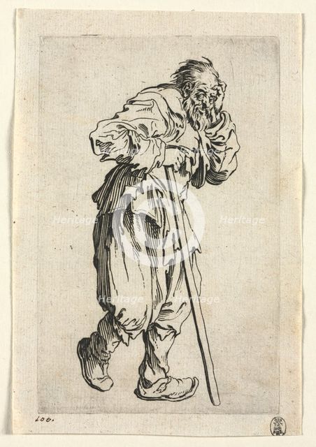 The Beggars: Beggar Leaning on a Stick, c. 1623. Creator: Jacques Callot (French, 1592-1635).