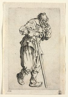 The Beggars: Beggar Leaning on a Stick, c. 1623. Creator: Jacques Callot (French, 1592-1635)