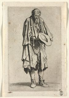 The Beggars: Beggar with Rosary , c. 1623. Creator: Jacques Callot (French, 1592-1635)