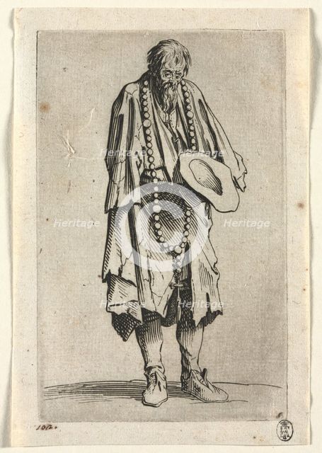 The Beggars: Beggar with Rosary , c. 1623. Creator: Jacques Callot (French, 1592-1635).