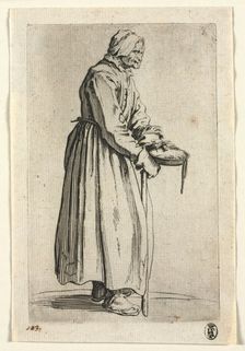 The Beggars: Beggar Woman with Her Alms Bowl , c. 1623. Creator: Jacques Callot (French, 1592-1635)
