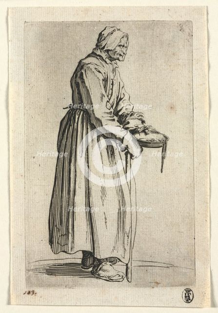 The Beggars: Beggar Woman with Her Alms Bowl , c. 1623. Creator: Jacques Callot (French, 1592-1635).