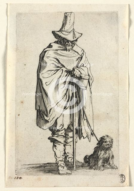 The Beggars: Blind Man with His Dog, c. 1623. Creator: Jacques Callot (French, 1592-1635).