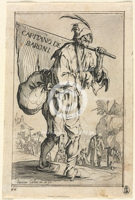 The Beggars: Frontispiece: Captain of the Barons, c. 1623. Creator: Jacques Callot (French, 1592-1635).
