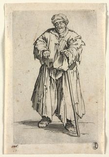 The Beggars: Obese Beggar with Lowered Eyes, c. 1623. Creator: Jacques Callot (French, 1592-1635)