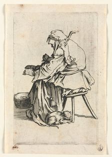 The Beggars: Old Woman and Cats , c. 1623. Creator: Jacques Callot (French, 1592-1635)