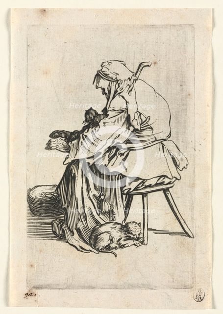 The Beggars: Old Woman and Cats , c. 1623. Creator: Jacques Callot (French, 1592-1635).