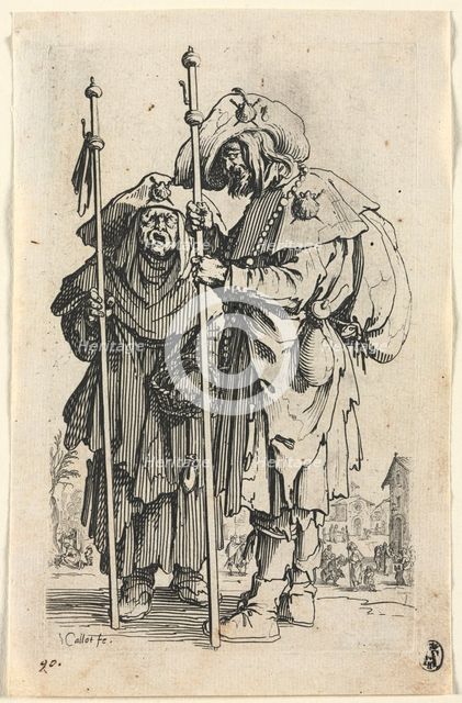 The Beggars: The Two Pilgrims, c. 1623. Creator: Jacques Callot (French, 1592-1635).