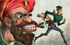 The beginning of the Crimean war by eyes of the West European caricaturist, 1850s. Creator: Heath, William (1795-1840)