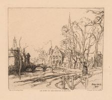 The Béguinage Bridge in Bruges (La Pont du Beguinage à Bruges), 1901. Creator: Auguste Louis Lepère (French, 1849-1918)