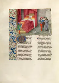 The Bed of the King of Navarre Set on Fire; Chroniques (Book Three), about 1480-1483. Creator: Master of the Getty Froissart