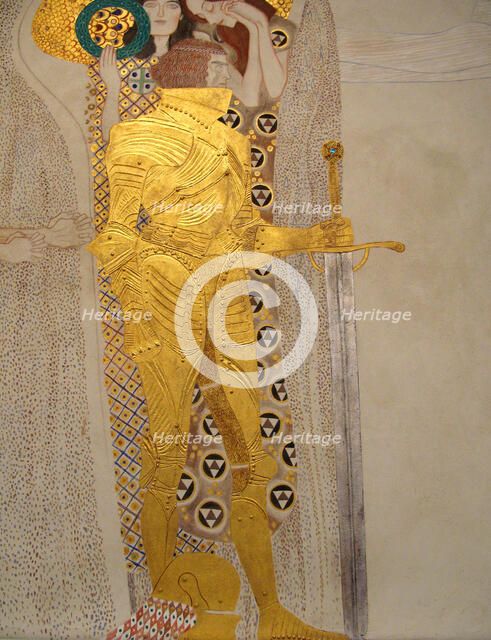 The Beethoven Frieze, Detail: Knight in Shining Armor. Artist: Klimt, Gustav (1862-1918)