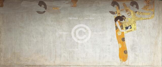 The Beethoven Frieze: "The Longing for Happiness Finds Appeasement in Poetry", Panel 7, 1901. Creator: Klimt, Gustav (1862-1918).