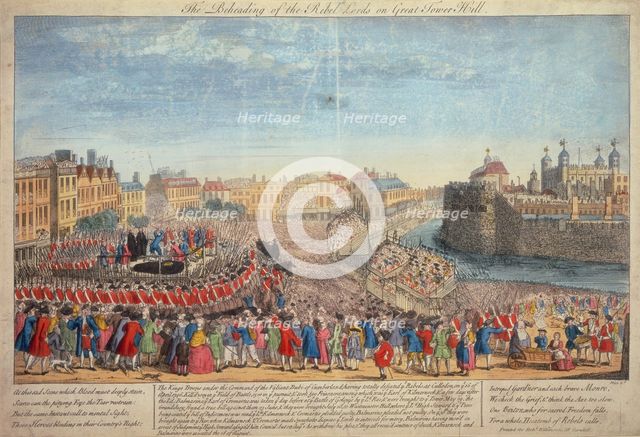 'The Beheading of the Rebel Lords on Great Tower Hill', c1746. Creator: Unknown.