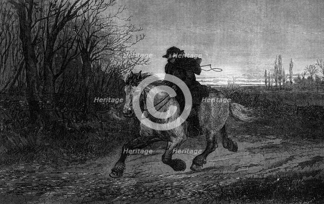 "The Belated Traveller," by Heywood Hardy, 1871. Creator: William Hollidge.