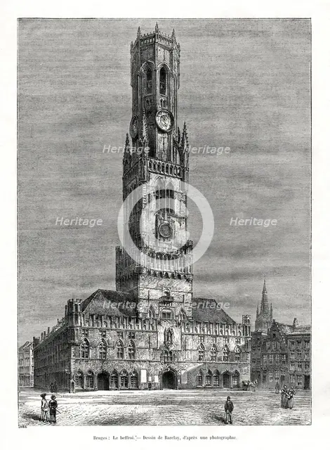 The belfry, Bruges, Belgium, 1886. Artist: Barclay