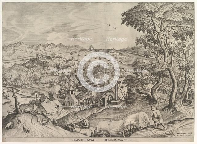 The Belgian Wagon (Plaustrum Belgicum) from The Large Landscapes, ca. 1555-56. Creator: Johannes van Doetecum I.