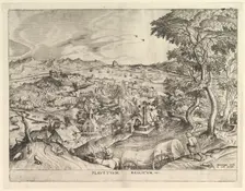 The Belgian Wagon (Plaustrum Belgicum) from The Large Landscapes, ca. 1555-56. Creator: Johannes van Doetecum I
