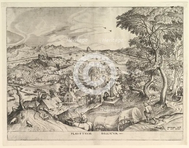 The Belgian Wagon (Plaustrum Belgicum) from The Large Landscapes, ca. 1555-56. Creator: Johannes van Doetecum I.