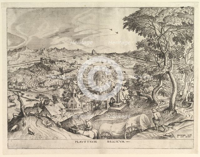 The Belgian Wagon (Plaustrum Belgicum) from The Large Landscapes, ca. 1555-56. Creator: Johannes van Doetecum I.