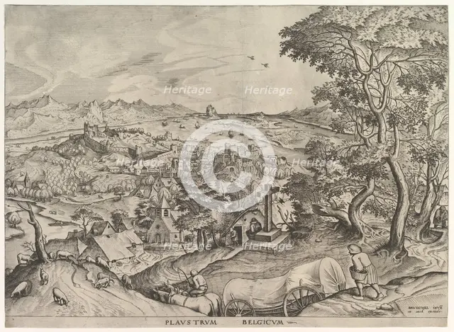 The Belgian Wagon (Plaustrum Belgicum) from The Large Landscapes, ca. 1555-56. Creator: Johannes van Doetecum I.