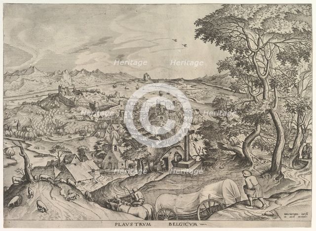 The Belgian Wagon (Plaustrum Belgicum) from The Large Landscapes, ca. 1555-56. Creator: Johannes van Doetecum I.