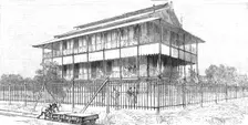 'The Belgium Anti-Slavery Society on the Congo; The Hotel at Boma 1890. Creator: Unknown