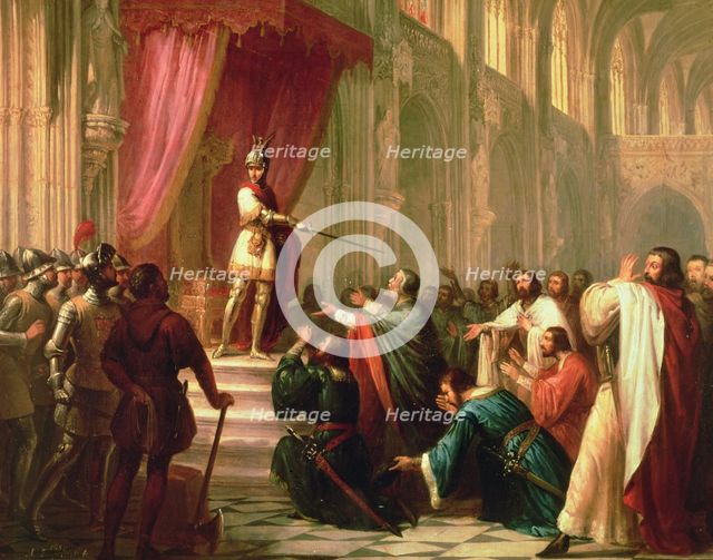 The Bell of Huesca, oil on canvas, 19th century. Ramiro II the monk orders to behead 12 nobles wh…