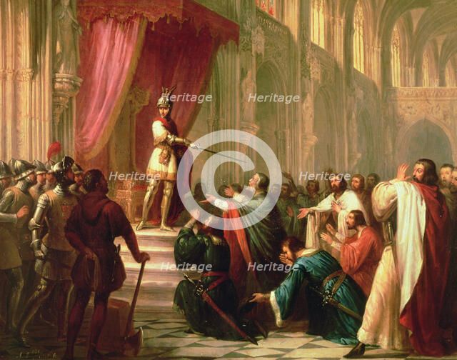 The Bell of Huesca, oil on canvas, 19th century. Ramiro II the monk orders to behead 12 nobles wh…