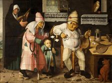 The bellows mender (After Hieronymus Bosch), c. 1550. Creator: Massys, Cornelis (1510-1556)
