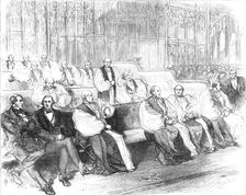 The bench of bishops during the debate in the House of Lords on the Irish Church Bill, 1869. Creator: Unknown