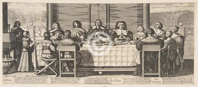The Benediction at Table, ca. 1635. Creator: Abraham Bosse.