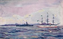 The Benjamin Constant Training Cruiser and the dreadnought Minas Geraes in Rio Harbour 1914