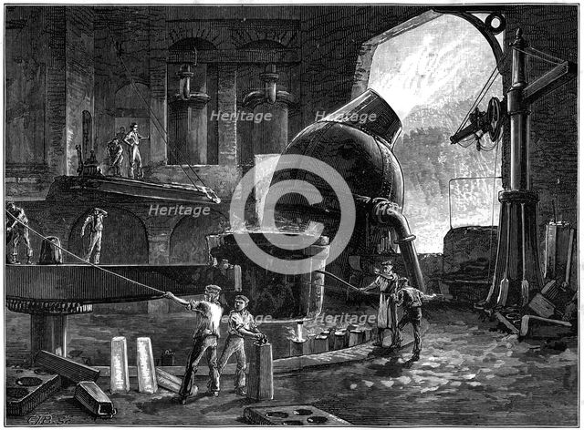 The Bessemer process for the mass-production of steel, c1880.Artist: CJB