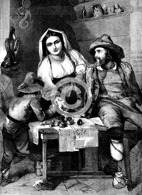 "The Best in the Market - a Shop Door in Rome" - painted by Mrs. E. Murray - from the..., 1858. Creator: Smyth.