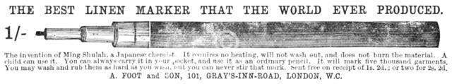 The Best Linen Marker that the World Ever Produced, 1883. Creator: Unknown.