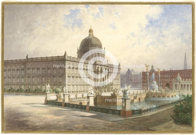 The Berliner Stadtschloss. View of the palace facade from the palace bridge, 1886. Artist: Ziller, Hermann (1843-1915)