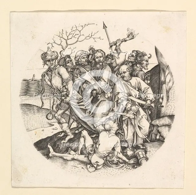 The Betrayal of Christ (copy in roundel), ca. 1435-1491. Creator: Unknown.