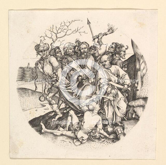 The Betrayal of Christ (copy in roundel), ca. 1435-1491. Creator: Unknown.