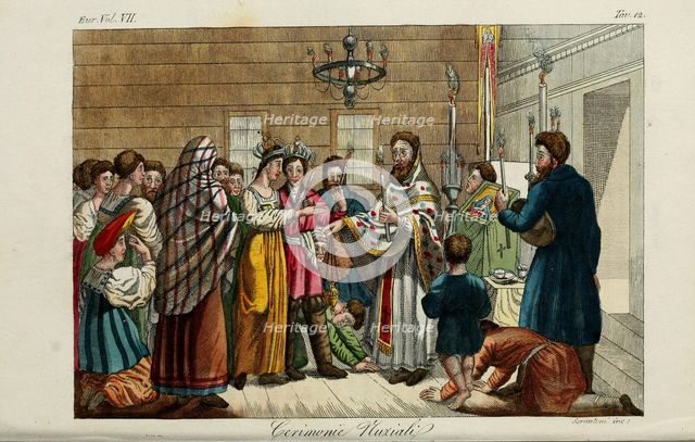 The Betrothal. Illustration from Il costume antico e moderno o storia del governo… by Giulio Ferrario, 1831. Artist: Giarrè, Luigi (1772-1844)
