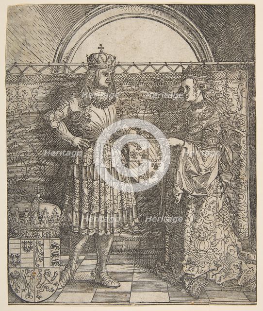 The Betrothal of Mary of Burgundy from the Triumphal Arch of Emperor Maximilian I, 1515. Creator: Albrecht Durer.
