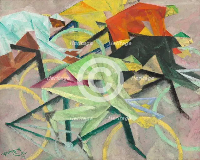 The Bicycle Race, 1912. Creator: Feininger, Lyonel (1871-1956).